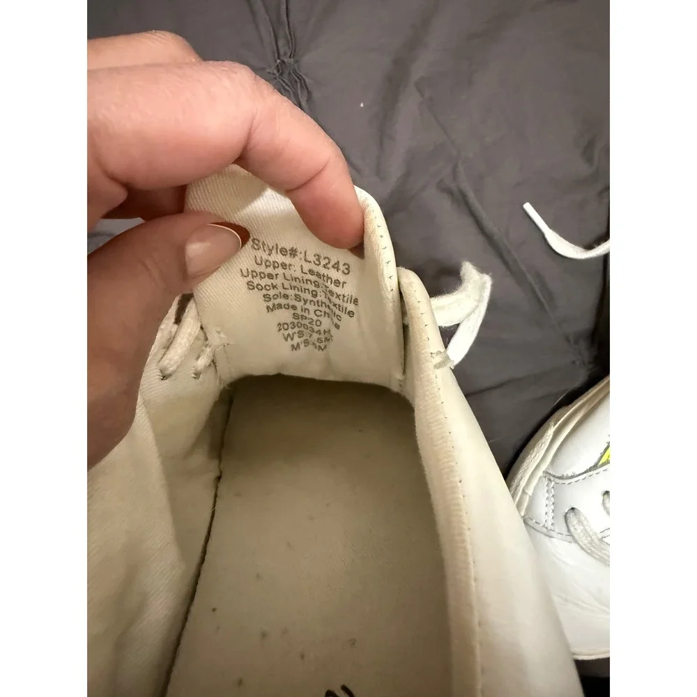 Madewell White Leather Sneakers‎ Neon Yellow Accent Women's 7.5 Men's 5.5